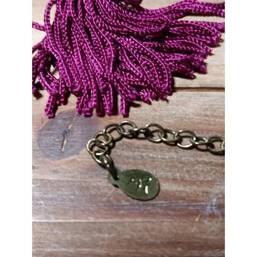 Belt Asian Inspired Brass Dangle Bobble Charms & Tassels Hari Krishna Style 34" - Picture 7 of 9